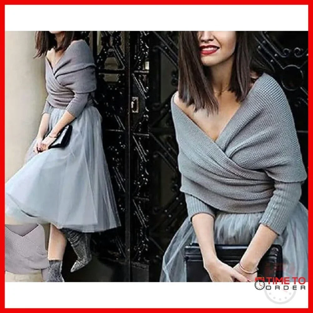 Cozy Crochet Knit Wrap Sweater Scarf with Sleeves Shrug Top